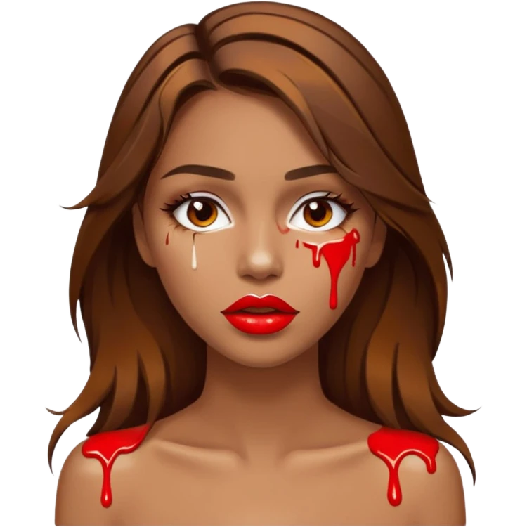 Brown Hair, Woman, white paint drip, face, hot, Sexy, lips emoji