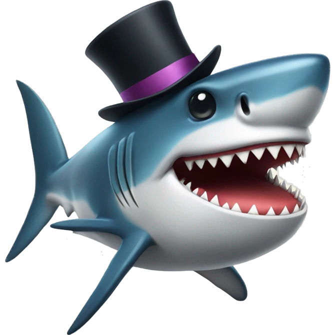 Shark with a top hat emoji