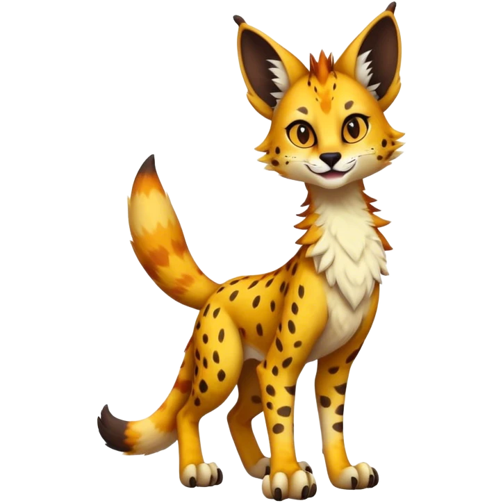 Epic Cute Dark Warm Sergal-Serval-Vernid full body emoji