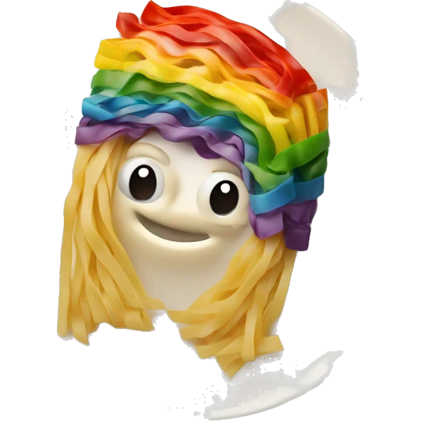rainbow bagguette on a plate of fettuccine noodles emoji