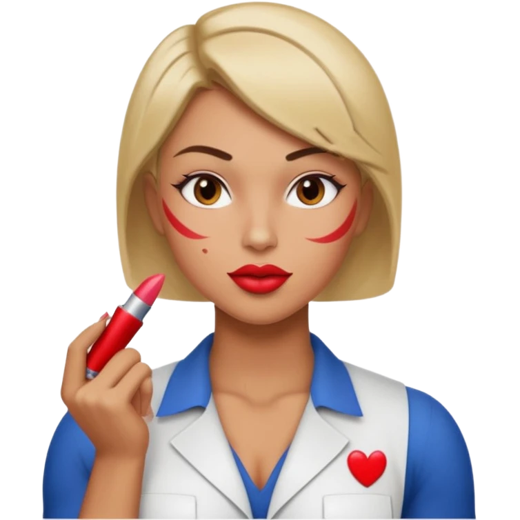 Hot engineer with lipstick kiss mark on cheek and muscles emoji