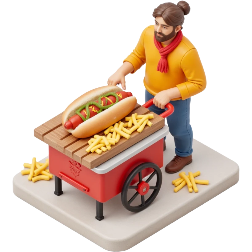 hotdog seller in New York with cart emoji