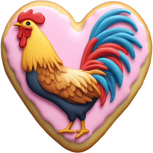 cookie heart with rooster emoji