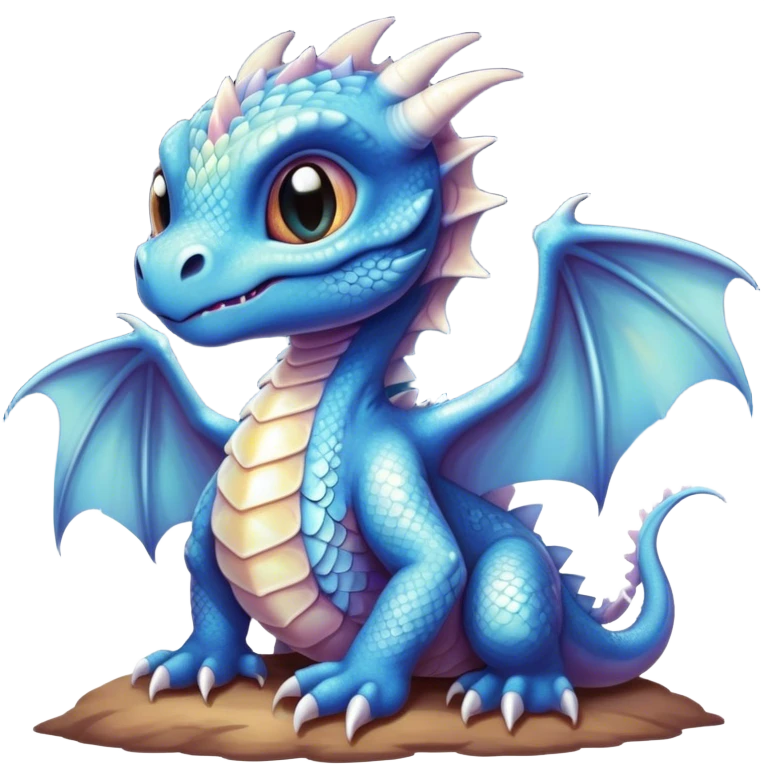 Airbrush painted image of a dragon hatchling under a deep galactic sky with pearlescent scales and wings spread against the stars emoji