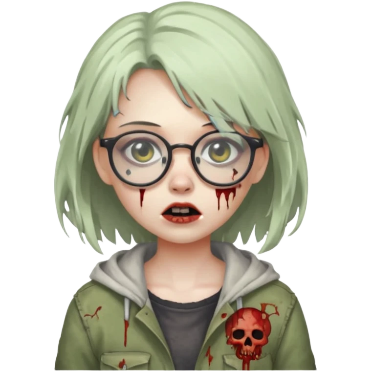 cute zombie girl with glasses emoji
