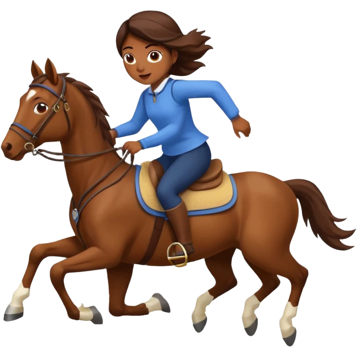 A girl on a horse that's running emoji