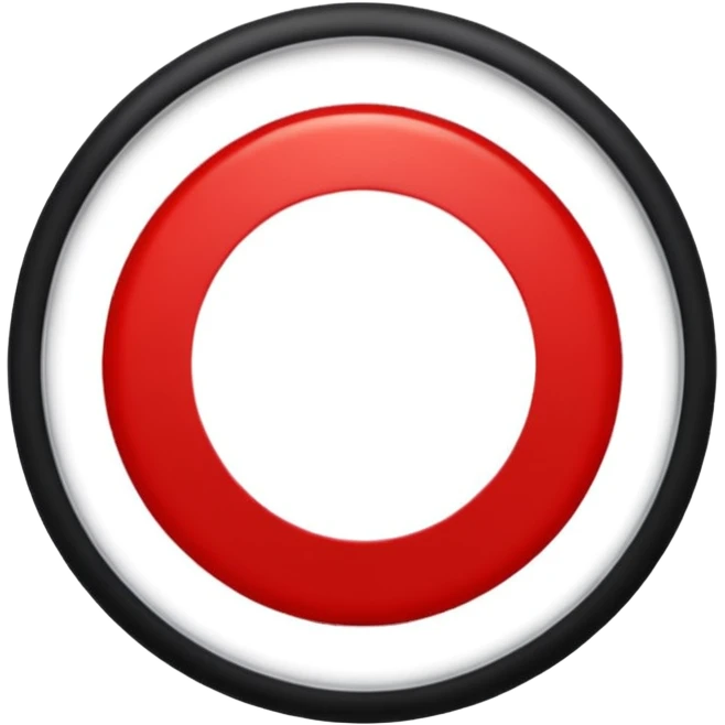 A black circle surrounded by a white circle surrounded by a red circle there should only be 3 rings emoji