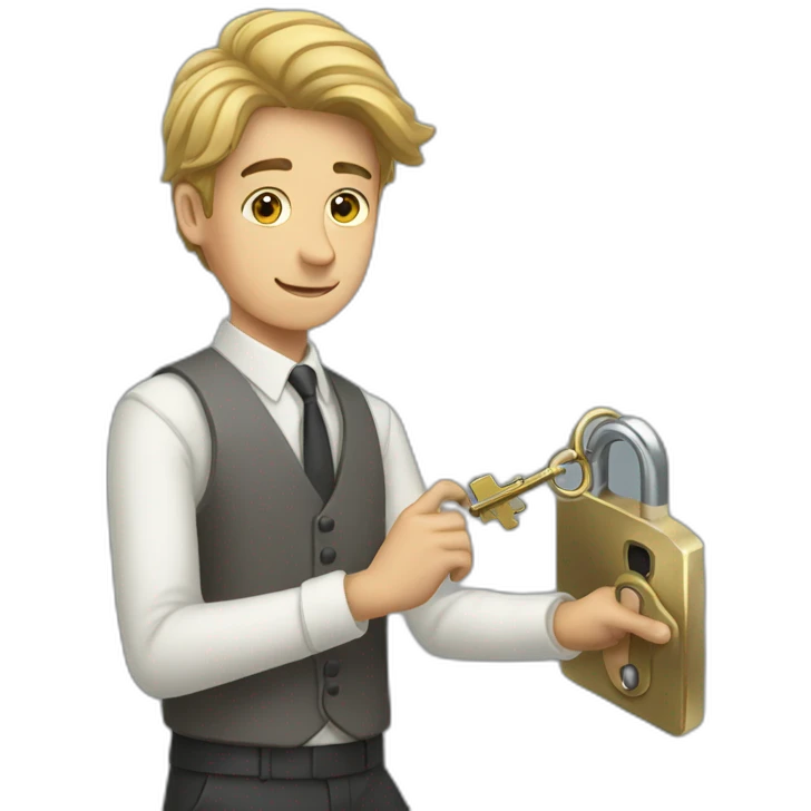 Classy young man struggling to get a key into a lock emoji