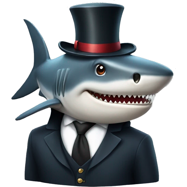 Shark with tophat emoji