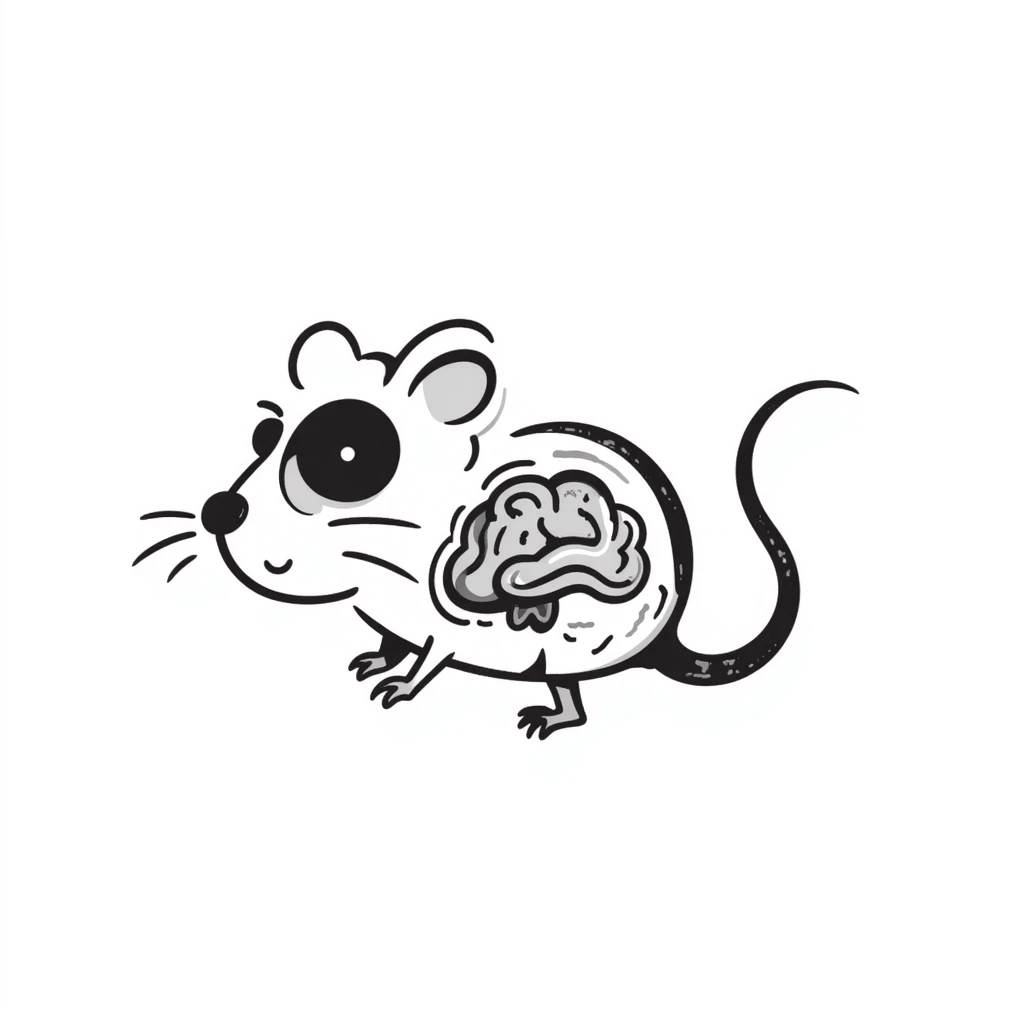 a rat with a visible brain, hand drawn doodle style emoji