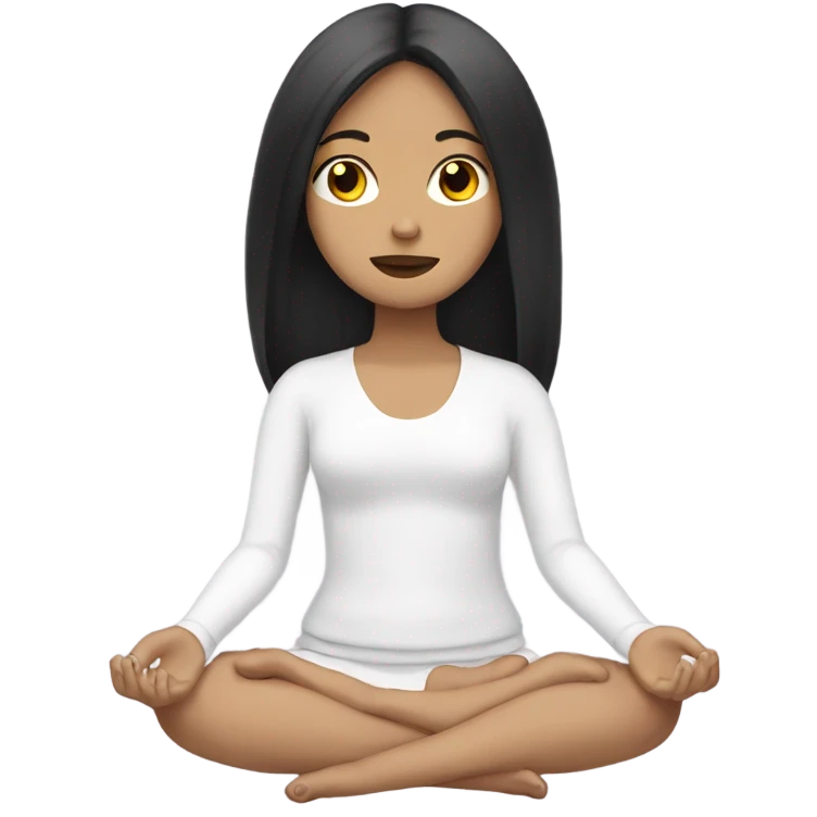 teen white girl with black hair meditating emoji