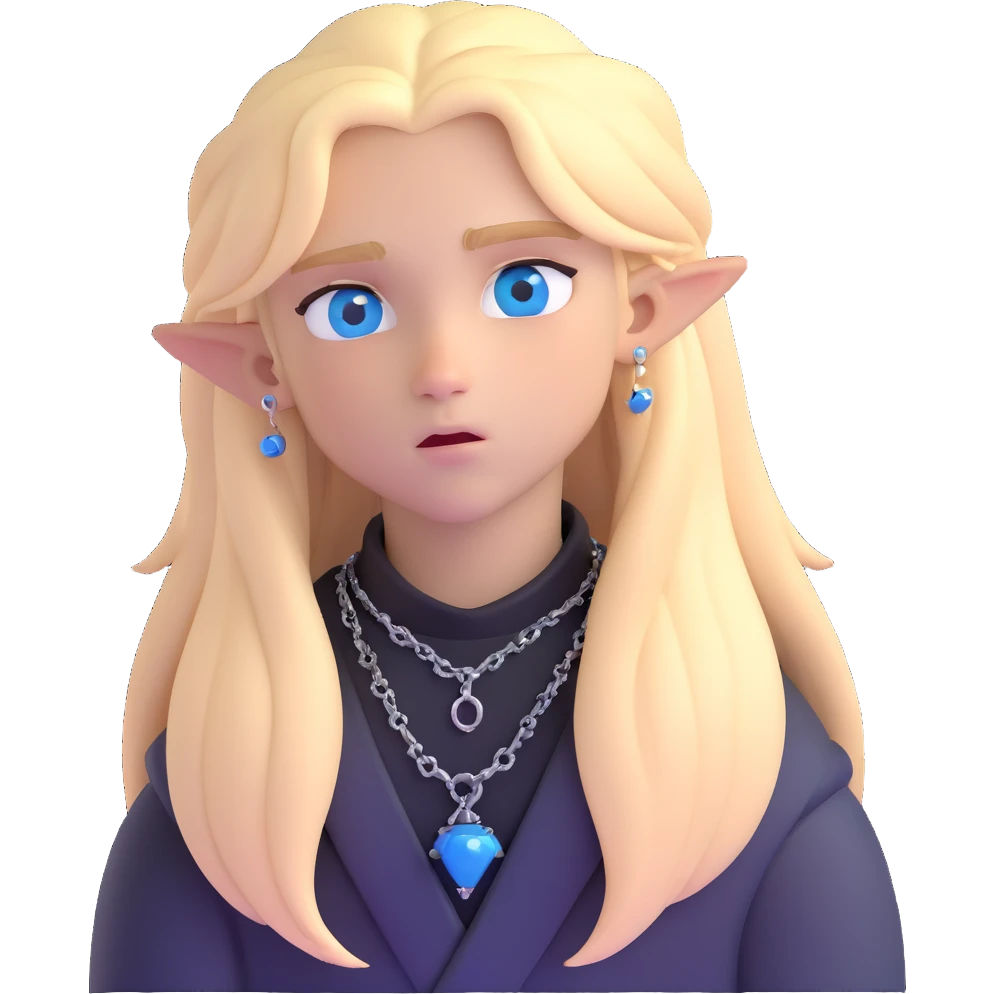 boy with long light blonde hair, dark blue eyes, multiple facial piercings, all black outfit emoji