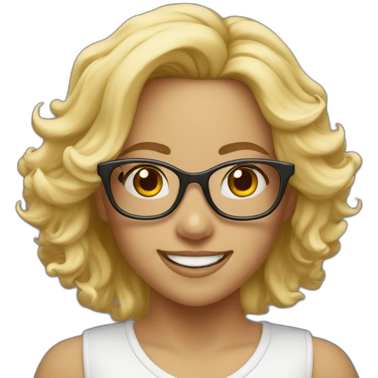 Happy dance girl blond glasses emoji