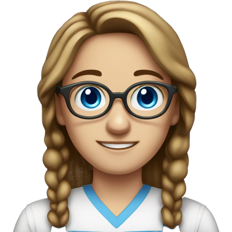 White person girl boy with huge eyeglasses, brown hair, blue eyes, wearing an apron  emoji