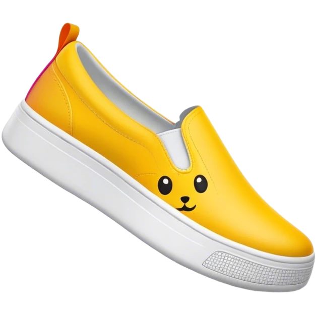 Kizik slip on sneakers with a cartoon face emoji