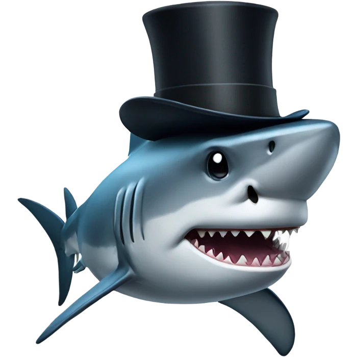 Shark with a top hat emoji