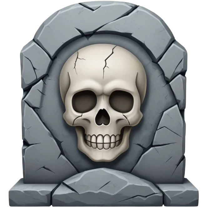tombstone with a skull emoji