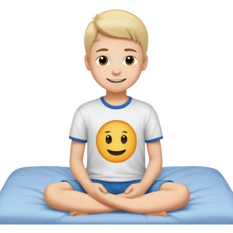 emoji- of a smiley boy sitting on the bed emoji