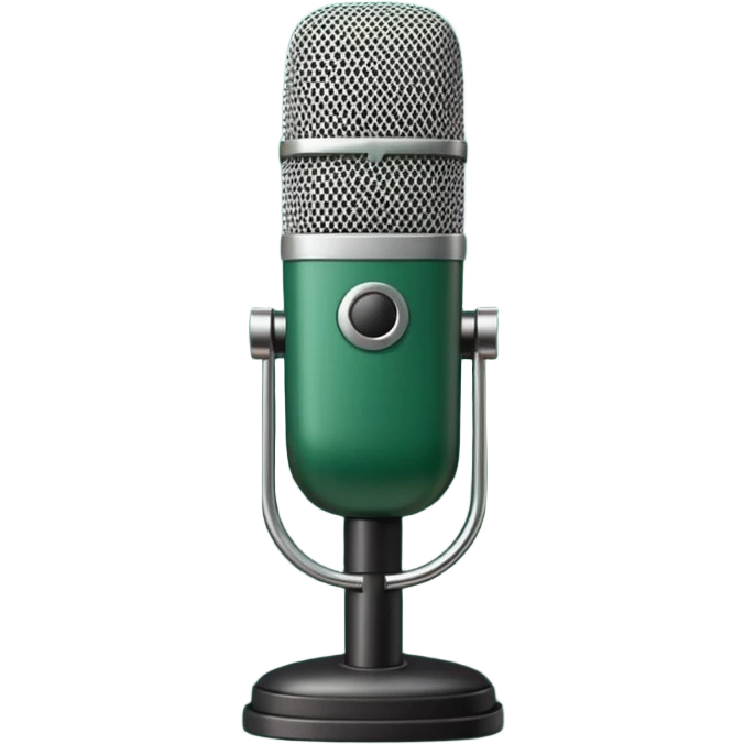dark green radio microphone, front view, simple shapes, no text, Apple emoji style emoji