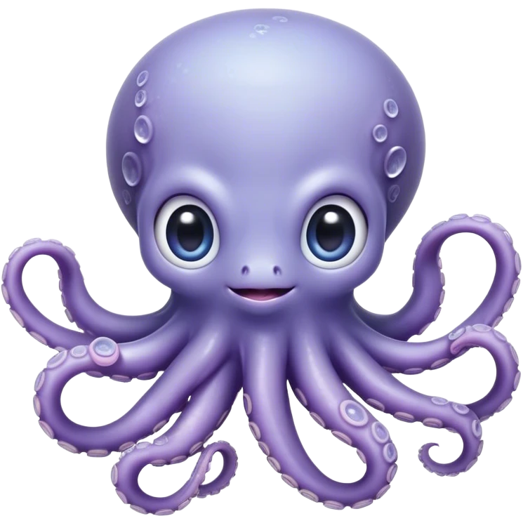 Cinematic Cute Baby Octopus Portrait Emoji, Head tilted slightly in a curious and endearing way, featuring a smooth, rounded light blue-purple body with enormous, sparkling eyes filled with warmth and innocence, delicate tentacles curling playfully, Simplified yet irresistibly adorable features, highly detailed, glowing with a soft, dreamy marine glow, high shine, affectionate and gentle, stylized with a touch of whimsical deep-sea charm, soft glowing outline, capturing the essence of a tiny, inquisitive octopus that looks ready to gently drift into your heart! emoji