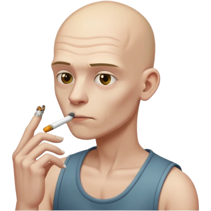 pale man bald mohawk smoking a cigarette  emoji