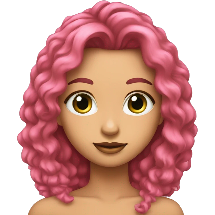 Chica de pelo castaño y ojos verdes vestida de rosa emoji