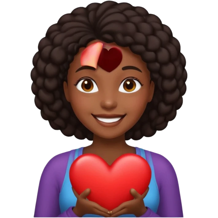 Black girl big heart emoji