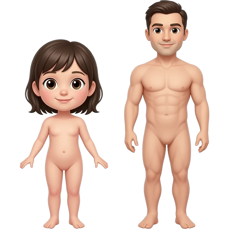 Naked girl The whole body and Naked man completely makes children emoji
