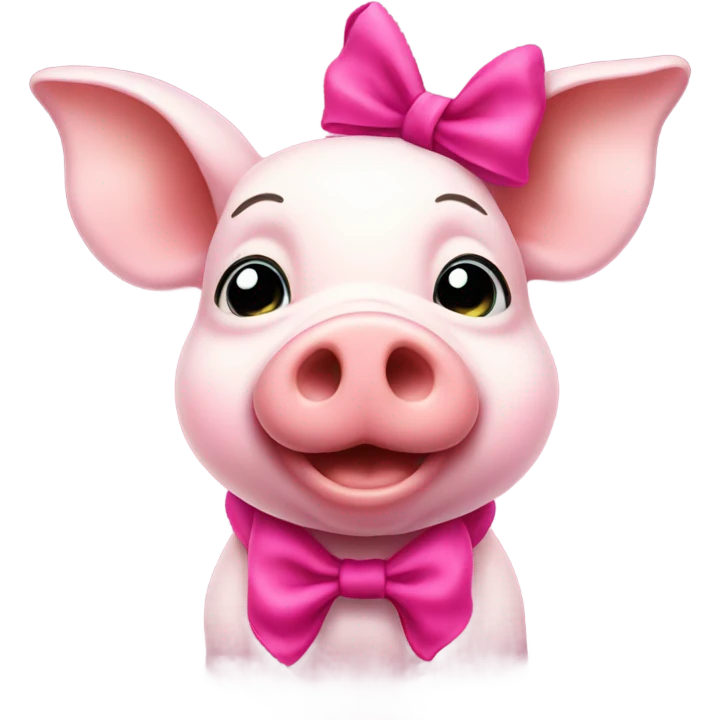 Old piglet wearing a pink bow emoji