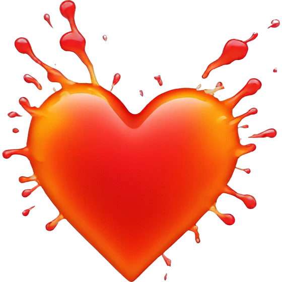 bleeding red heart shape glowing red-orange emoji