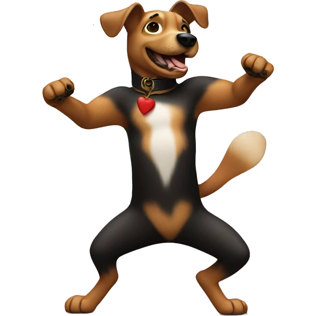 A dog dancing with ant other dog emoji