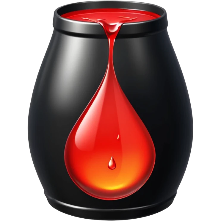 red barrel, it depicts a drop of oil emoji