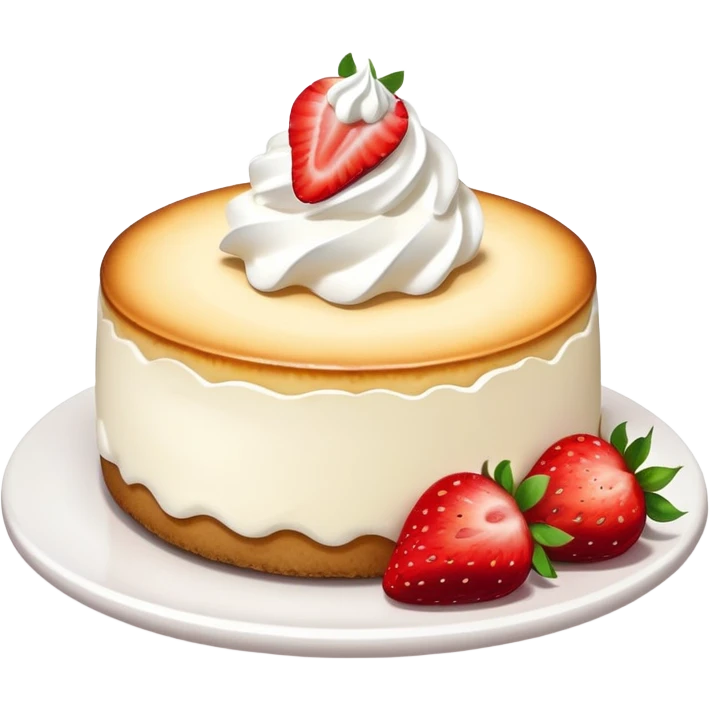 Cheesecake with whipped cream and strawberries  emoji