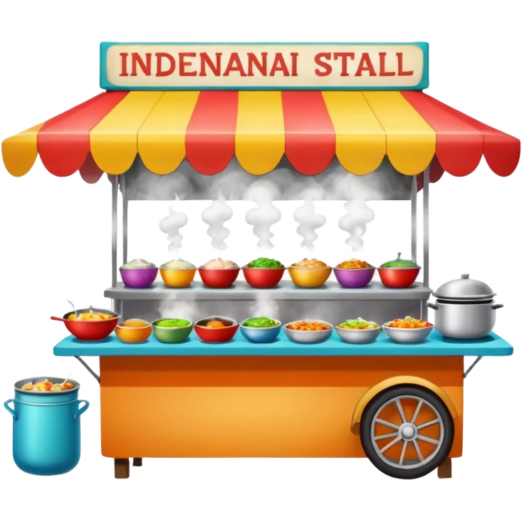 small indonesian roadside foodstall, front facing emoji