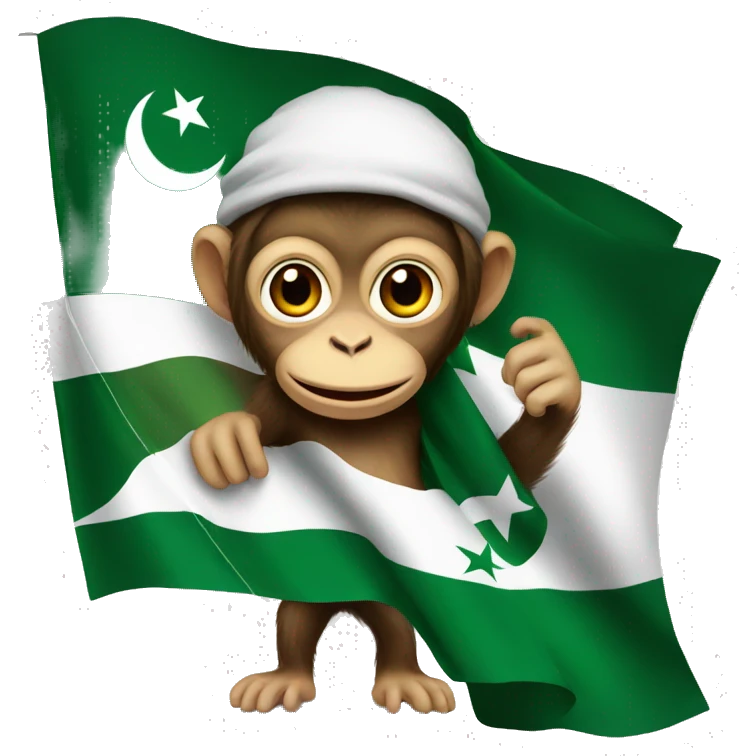 Monkey with Pakistani flag emoji