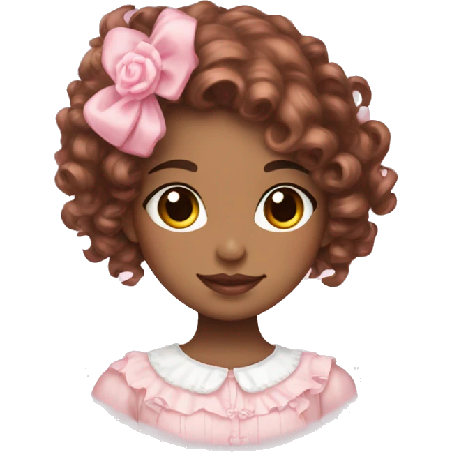 sweet-lolita Hispanic girl with pink and brown curly hair emoji