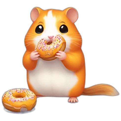 an orange hamster eating one donut, pixelart emoji