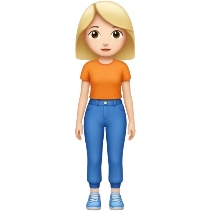 A short girl with full pants emoji