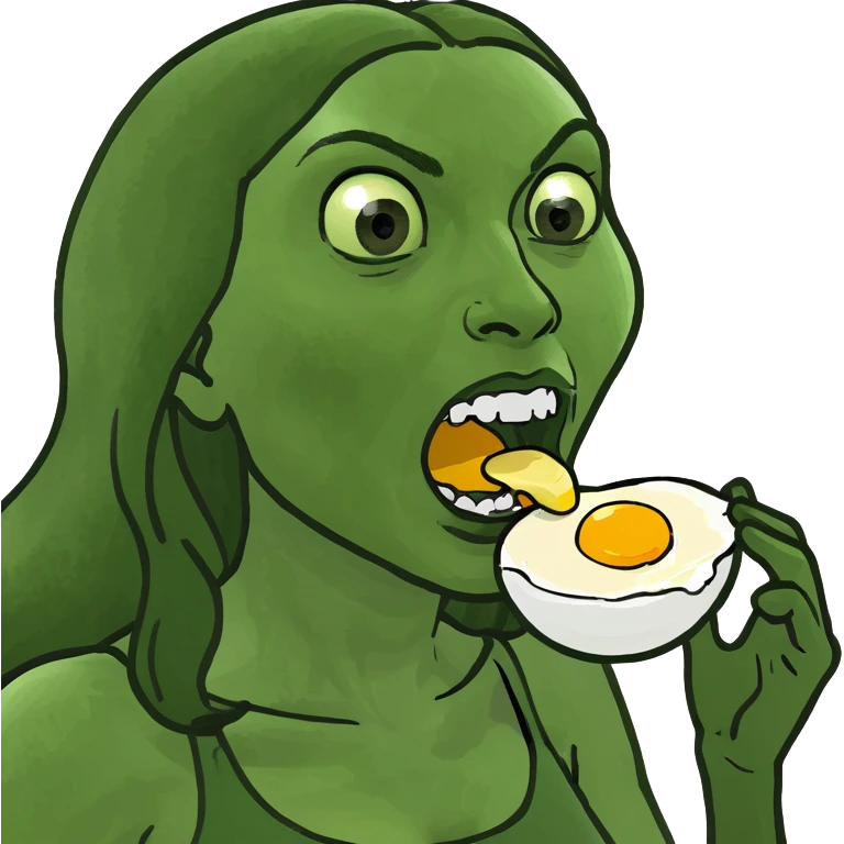Woman eating egg emoji