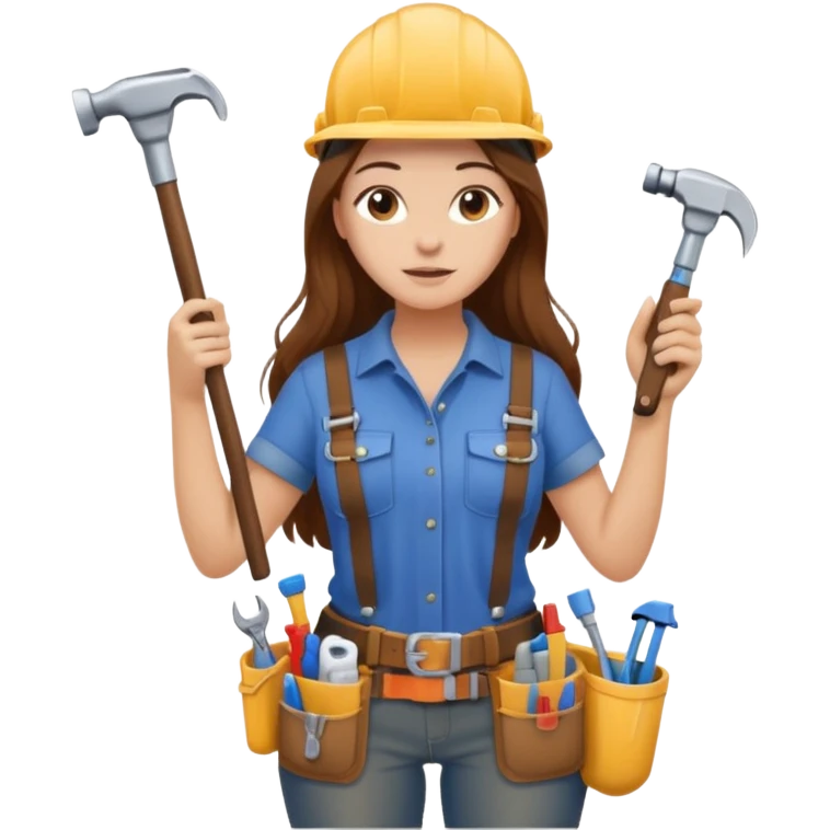 beautiful girl with long brown hair constructing new shower emoji