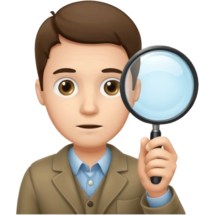 мужчина с лупой в руках emoji