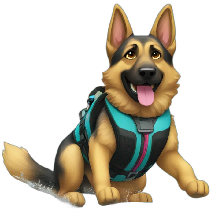 German shepherd water skiing emoji
