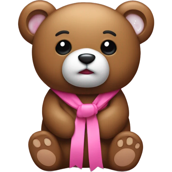 Un osito marrón con lazo rosa emoji