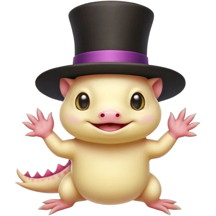 light yellow axolotl with magician hat emoji