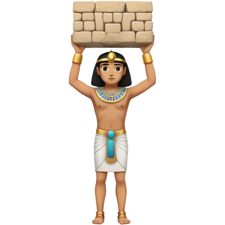 fullbody ancient Egyptian worker carrying a stone block above head emoji