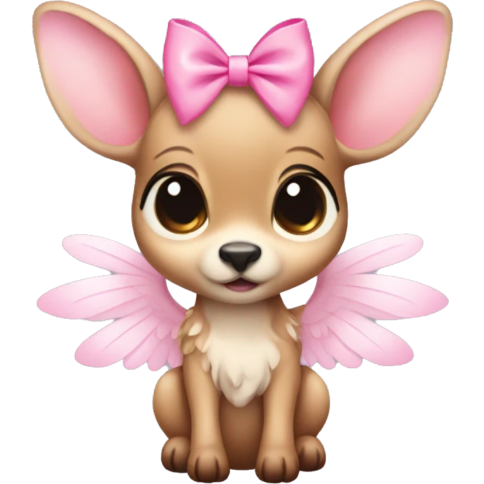 Baby fawn with pink bow and angel wings emoji
