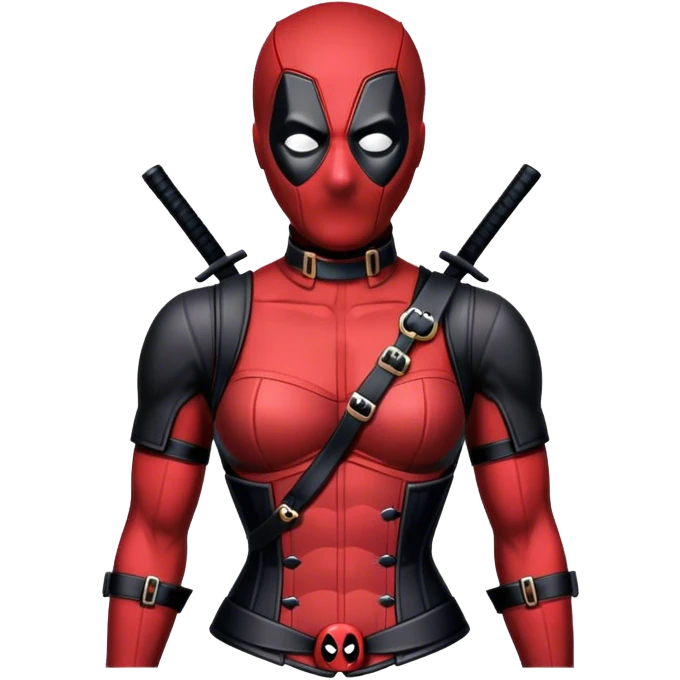 Deadpool wearing a corset emoji