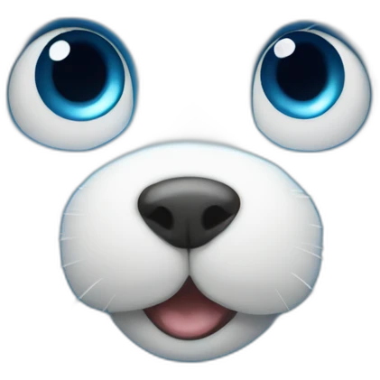 blue fur ball withblue fur ball with round eyes, no mouth round eyes emoji