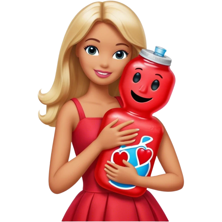 Kool-Aid man hugging Barbie emoji