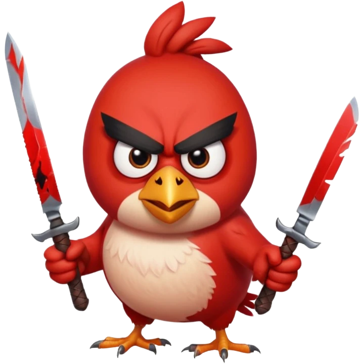 the killer angry bird red with knifes emoji